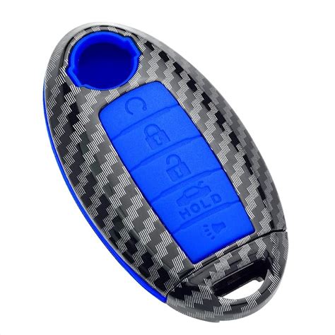 Amazon Com Sk Custom Key Fob Case Black Carbon Fiber Pattern Blue Silicone Cover Compatible