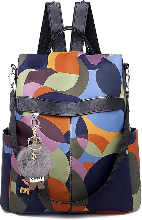 Anti- Backpack Purse for Women, Geometric Print Small Fashion Daypack ...