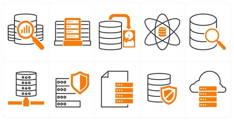 A set of 10 mix icons as database assessment, database server, database ...