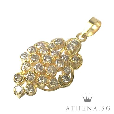 18K YG GRAPE DESIGN DIAMOND PENDANT D25-1.30CTS 3.02G [NETT $798.00 ...
