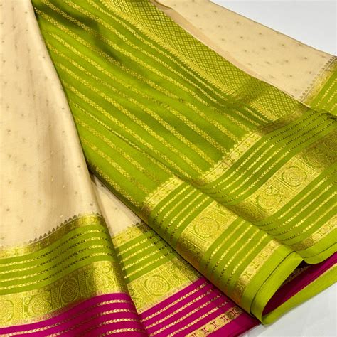 Сари из чистого майсурского шелка | 100 грамм | КСИК сорт | Вилла Радж Силк