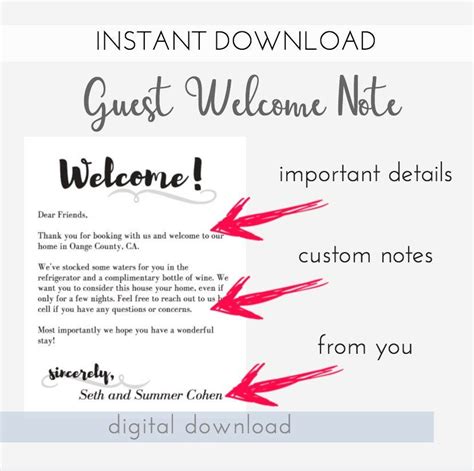 Airbnb Welcome Letter Free Template Printable Brochure Template