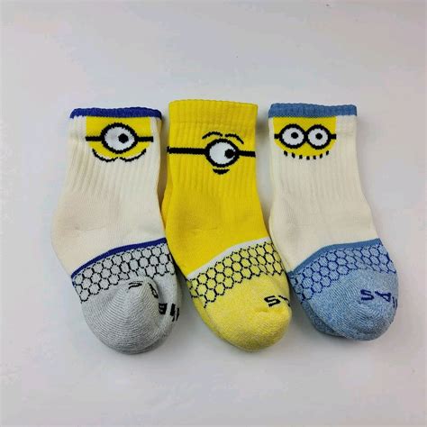 Bombas Junior Minions Lof Of 3 Pairs Socks Size J (8T-11T)