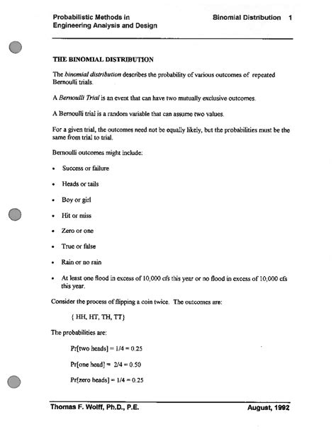 Probabilistic Methods in Binomial Distribution - 1992 Notes - Studocu
