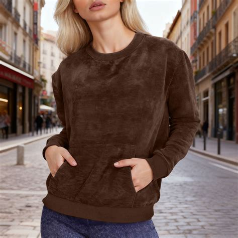 ClodeEU Women's Fleece Sweatshirts,Casual Fasjions Long Sleeve Crewneck ...