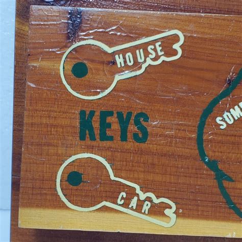 Retro Letter Holder W Key Hooks Wood Wall Hanger Mail Keeper Buffalo