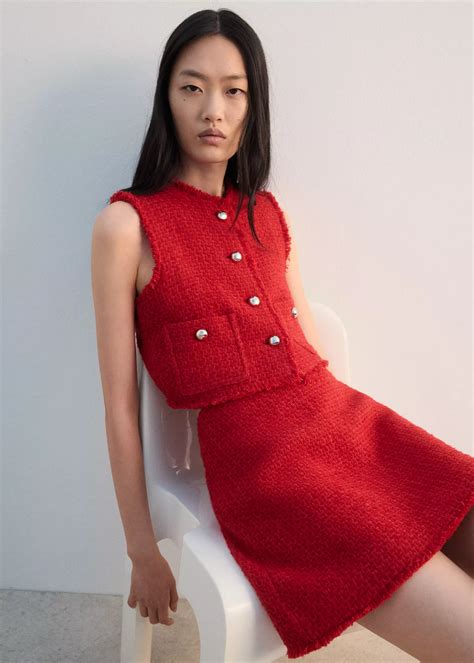 Tweed waistcoat with buttons - Women | MANGO South Africa