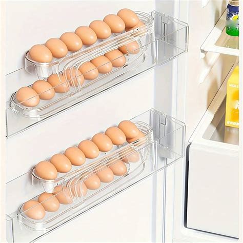 Transparent Egg Storage Box Refrigerator With Side Door Automatic Rolling Egg Multi Layer