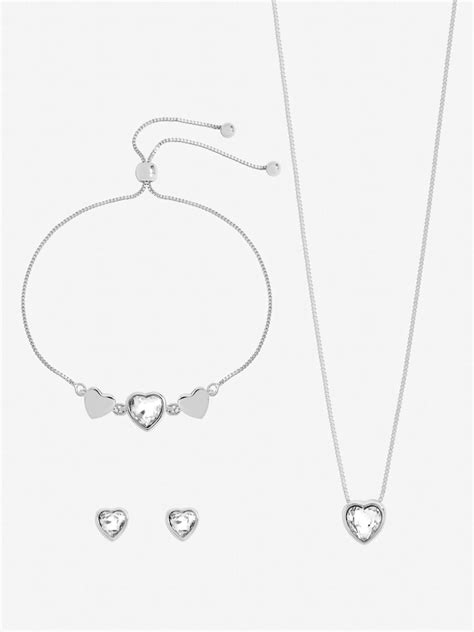 Buy Jon Richard Silver Tone Crystal Heart Trio Set Gift Box from Next India