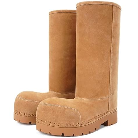 Buy LACIKOSZ Faux Suede Platform Fuzzy Snow Boots Round Toe Hippy ...