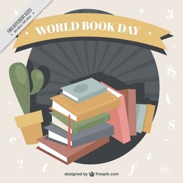 Genial fondo con libros y cactus | Vector gratuito