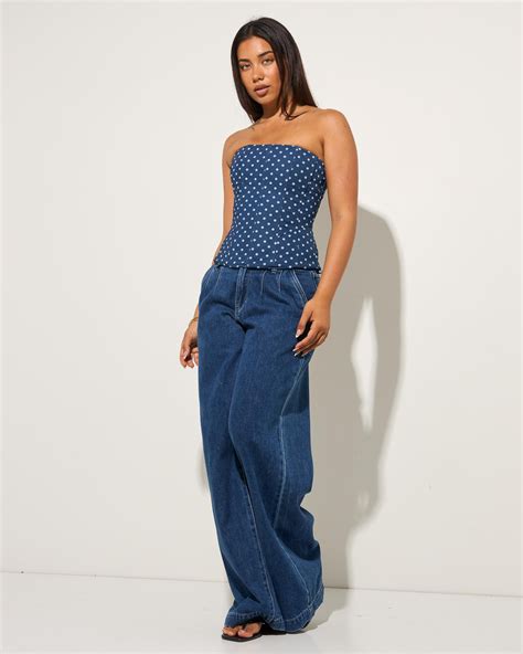 Shop Mooloola Marley Tube Top In Navy/light Blue - Fast Shipping & Easy ...