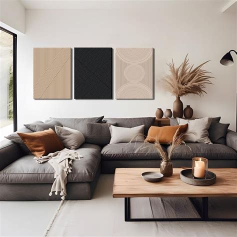 Modern Abstract Canvas Wall Art Set Of Boho Neutral Minimalist Line