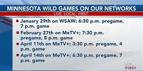 4 Minnesota Wild games to be broadcast on WSAW family of channels