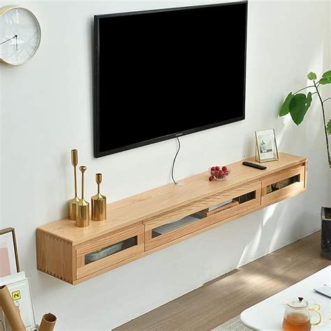 Floating Tv Stand Cabinet Wall Mounted With Drawer Wall Shelf For Set Top Box Router Cds Dvds