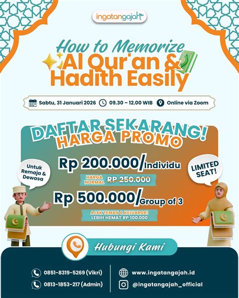Workshop Memorize Quran & Hadith Easily by Ingatangajah