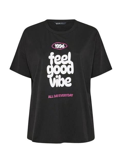 Buy Yours Curve Black Feel Good Active T-Shirt from Next India