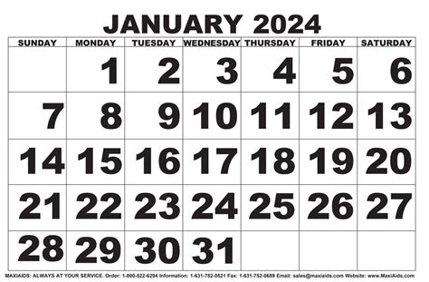 January Calendar Big Numbers Printable Calendar Pdf Nedi Tanhya