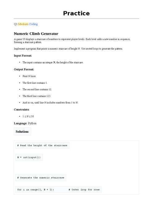 Practice Q1-Q5 Medium Coding Challenges Day 6 - Studocu