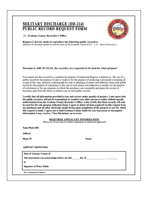 Fillable Military Discharge Dd 214 Public Record Request Form
