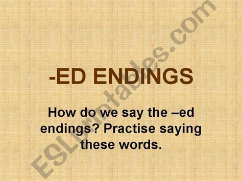 Esl English Powerpoints Ed Endings