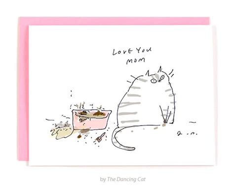 Funny Mothers Day Card From The Cat Cat Mom Love
