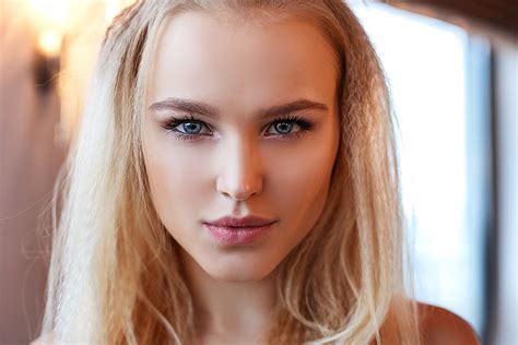 Wallpaper Model Portrait Blonde Makeup Women Indoors X