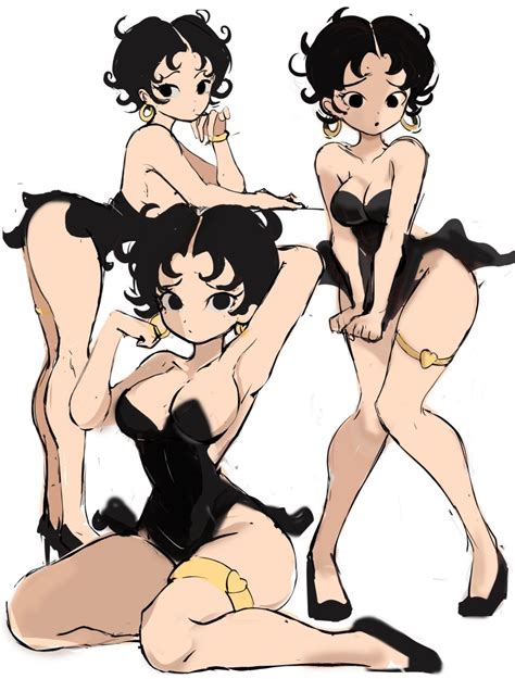 Rakeemspoon Betty Boop Character Betty Boop Highres 1girl Ass Black Dress Black Eyes