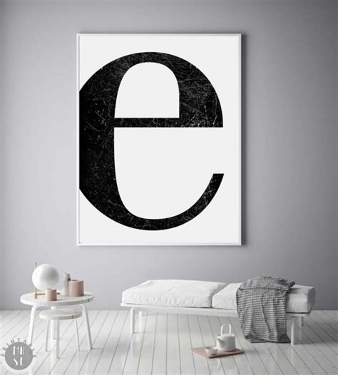 Initial E Art Modern Single Letter Print Minimalist Printable Etsy