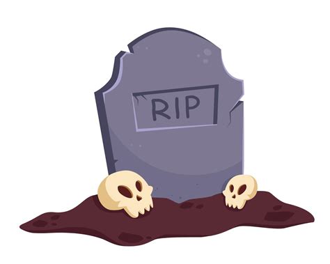 Happy Halloween Rip Gravestone With Skulls Vector Illustration In