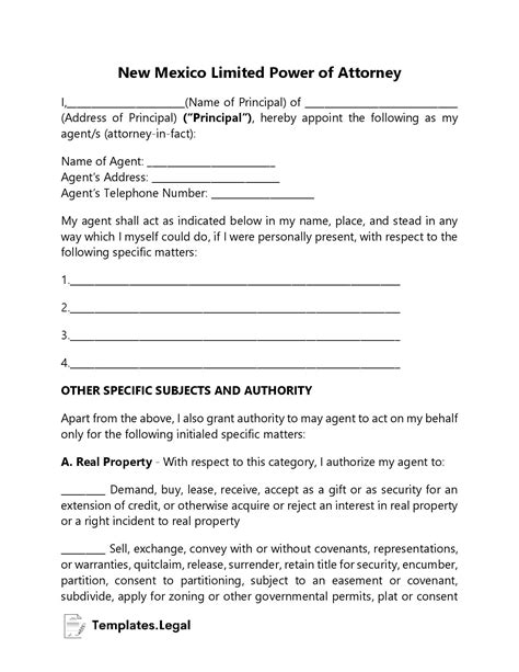New Mexico Power Of Attorney Templates Free Word Pdf And Odt
