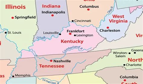 Mapa Do Kentucky Eua Destinos