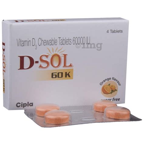 D Sol 60k Vitamin D3 Chewable Tablet Sugar Free Orange Buy Strip Of 4