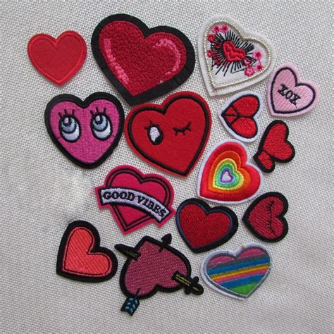 Mixed Loving Heart Patches For Clothing Iron On Embroidered Appliques