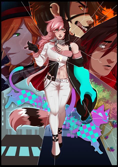 ruby rose neo politan cinder fall roman torchwick and curious cat rwby and 1 more drawn by