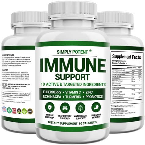 Immune System Support Supplement With Elderberry Vitamin C And Zinc
