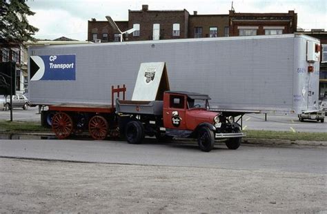 Canadian Pacific Trailer With With Antique Truck At Montreal Pq Taken