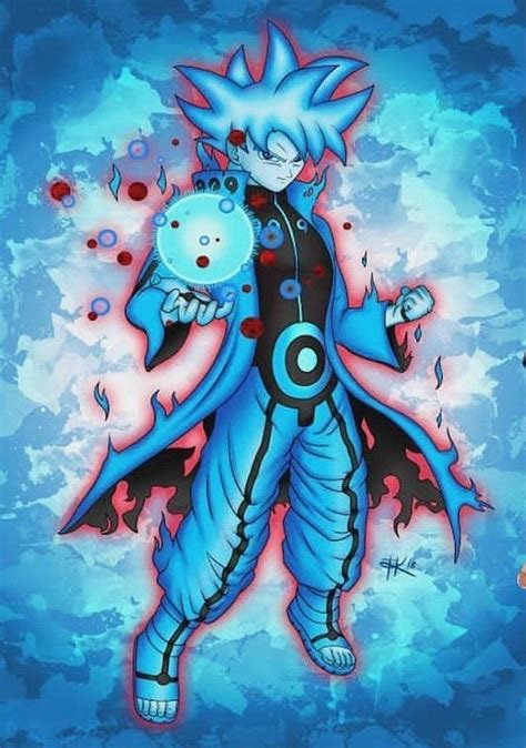 Goku Naruto Formam Goruto Kurama Modo Azul Dragon Ball Gt Dragon