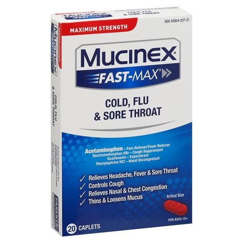Fast Max Cold Flu And Sore Throat Relief Maximum Strength Mucinex 20