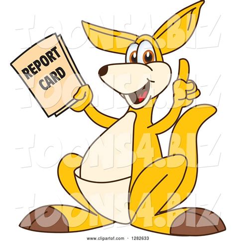 Vector Illustration Of A Cartoon Kangaroo Mascot Holding Up A Finger