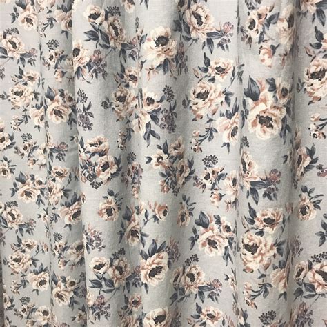 Modern Vintage Floral Pattern Bio Washed Linen Cotton Curtain Etsy