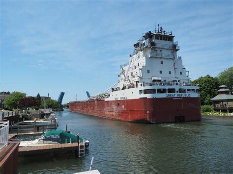 Piloting A Freighter Through The Manistee River Channel Manistee