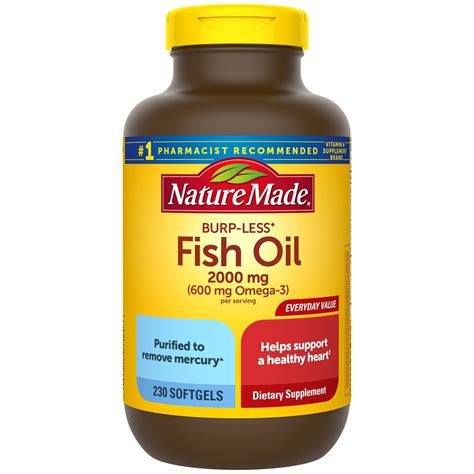Nature Made Burp Less Fish Oil 1000 Mg Softgels 230 Count Walmart