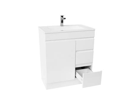 Espire 760mm Vanity Unit With Kick Single Bowl 1 Door 3 Drawers Wave Top White From Reece