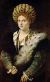Portrait of Isabella d'Este by Titian, produced with oil on canvas, c ...