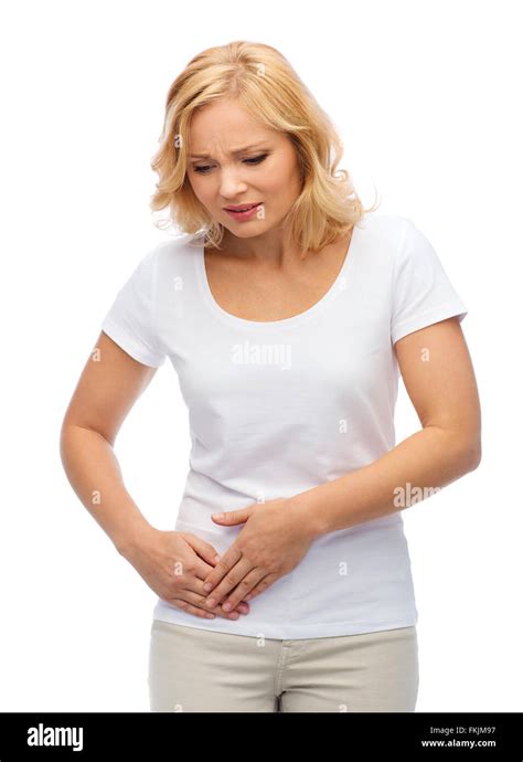 Unhappy Woman Suffering From Stomach Ache Stock Photo Alamy