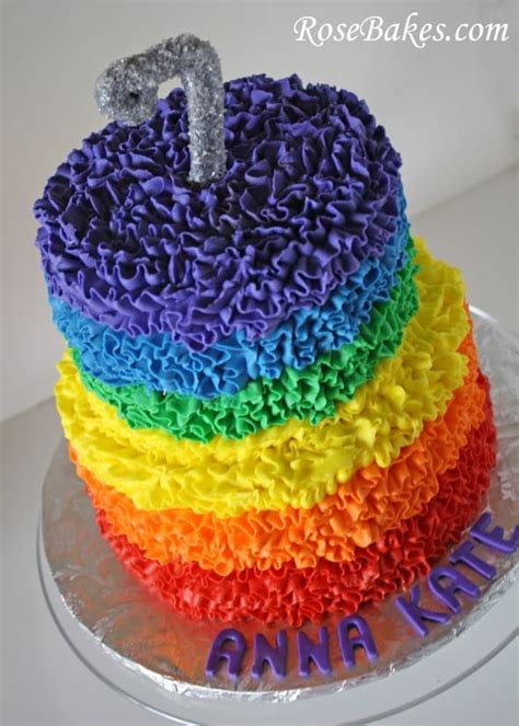 Rainbow Messy Ruffles Cake