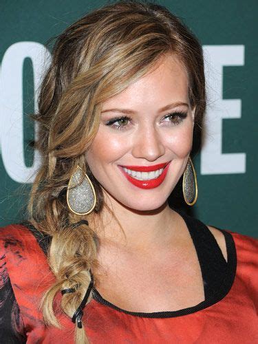 Hilary Duff Messy Side Braided Ponytail Hairstyle For Long Blode Hair