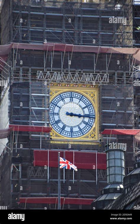 Closeup Of Big Ben Under Renovation With Scaffolding London United Kingdom Stock Photo Alamy