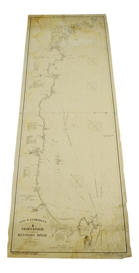 1912 George W Eldridge Nautical Chart E Gloucester To Entrance To